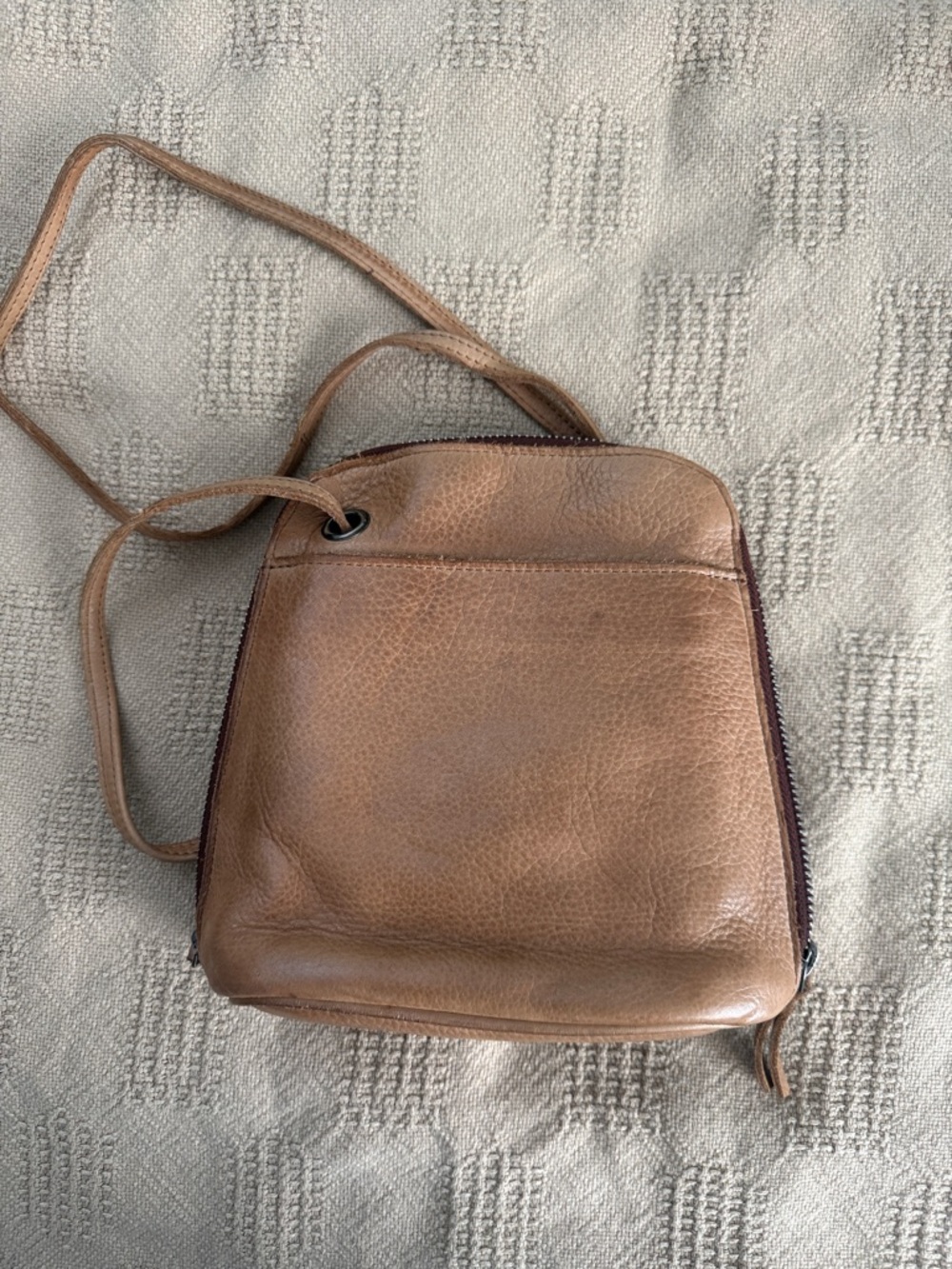 Tan Real Leather Crossbody Sling Bag